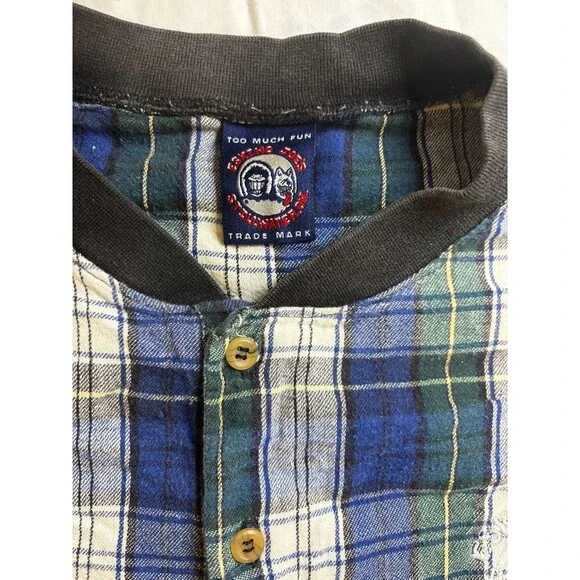 Vintage 90s Eskimo Joe’s Stillwater Womens XL Plaid Flannel Nightshirt Blue - Picture 4 of 11